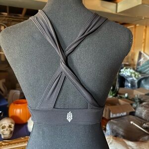 Free People Black Cross-Back Sports Bra